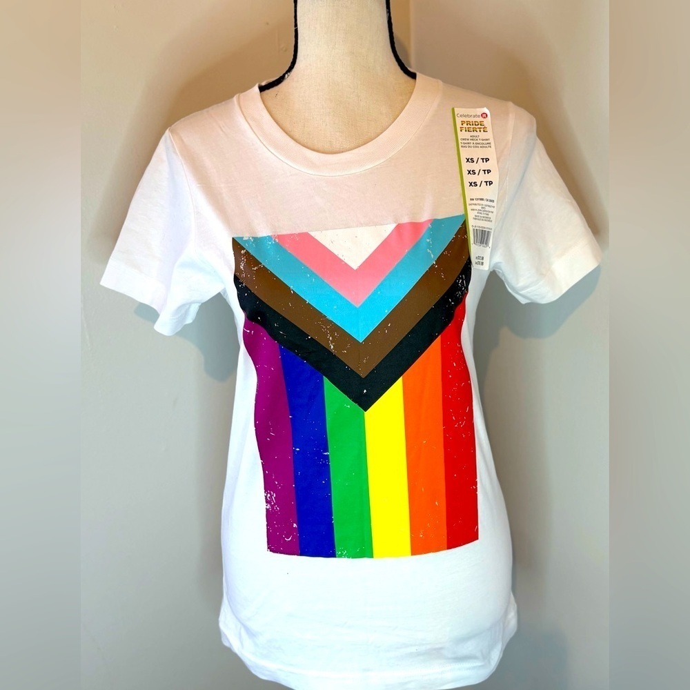 Celebrate It Progress Pride Rainbow Flag LGBTQ T-Shirt Size XS NWT